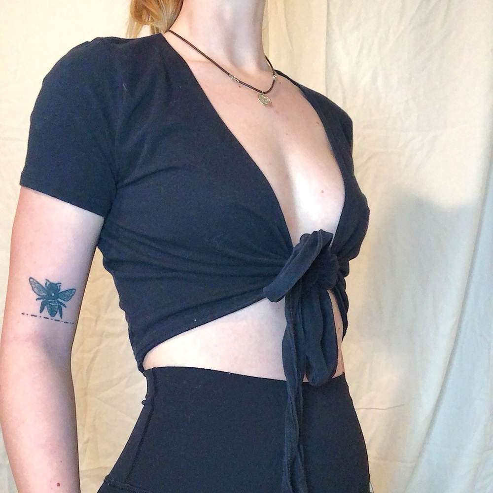 Brandy Melville black wrap top